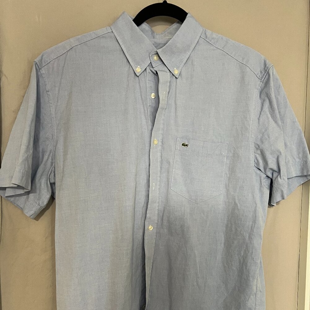 Lacoste Light Blue Short Sleeve Button Up; Size 42 L
